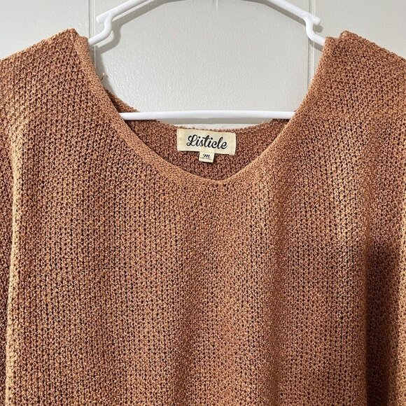 Listicle Womens Burnt Orange Wide Sweater Crew Neck Long Sleeve Size M EUC - Picture 9 of 12
